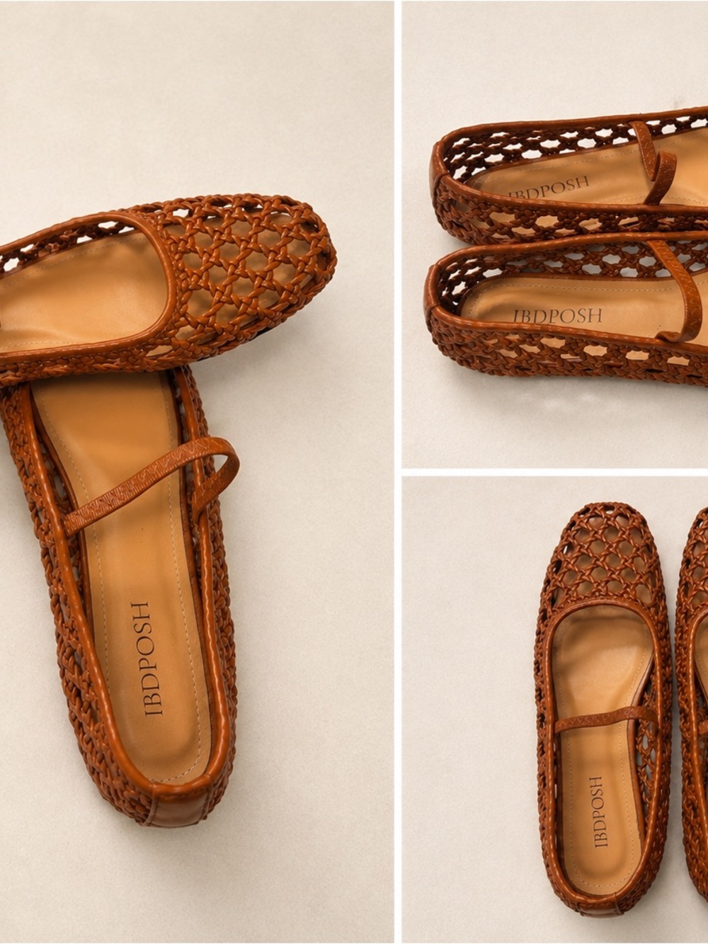Posh Women's Woven Brown Mary Jane Flats